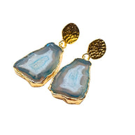 Bellagio Azzuro natural blue druzy stone earrings found at iottigleam