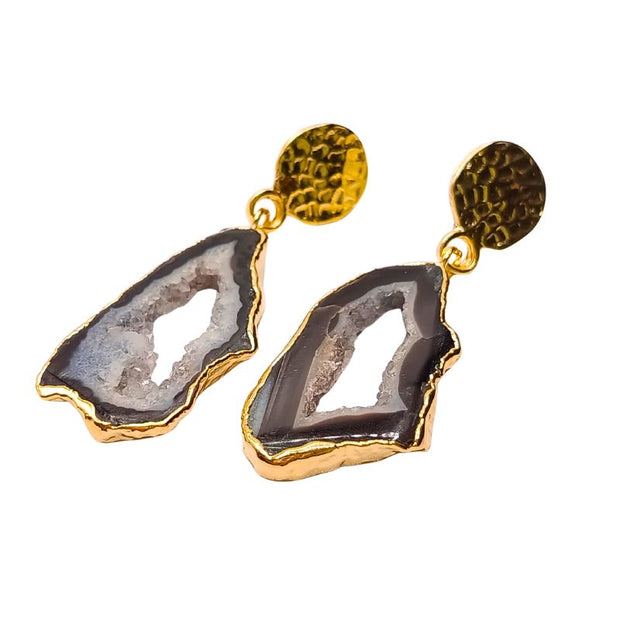 Bellagio Espresso dark brown druzy stone drop earrings found at iottigleam