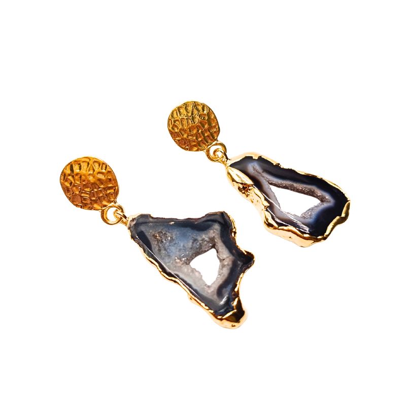 Bellagio Espresso dark brown druzy stone drop earrings found at iottigleam