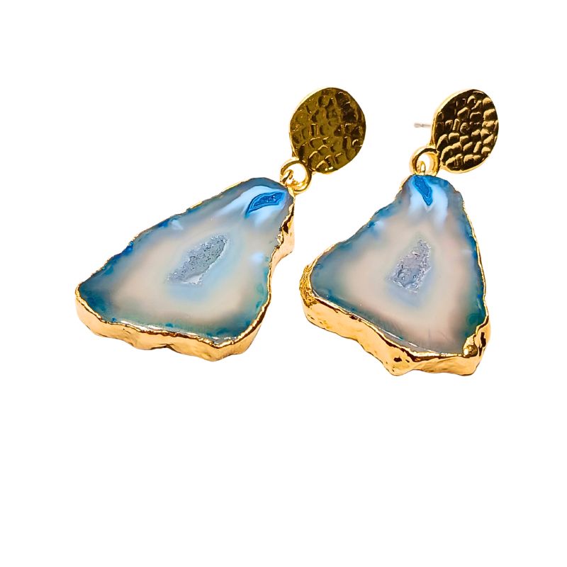 Pair of natural sparkling blue druzy stone earrings found at iottigleam