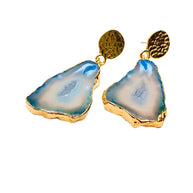 Pair of natural sparkling blue druzy stone earrings found at iottigleam