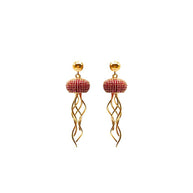 Handcrafted Capri jellyfish-shaped earrings gold-plated and paved with brick zirconias for a chic, modern accessory look - Modena Collection by iottigleam