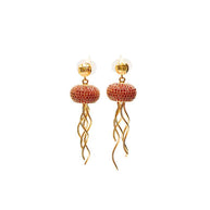 Handcrafted Capri jellyfish-shaped earrings gold-plated and paved with burnt orange zirconias for a chic, modern accessory look - Modena Collection by iottigleam