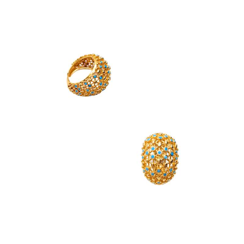 Handcrafted Siena gold-plated ring with a blue accent, designed as a chic and elegant accessory for daily use - Modena Collection by iottigleam