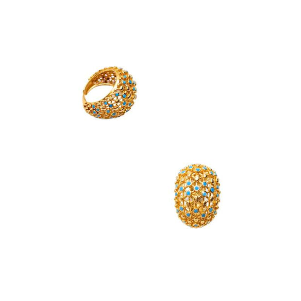 Handcrafted Siena gold-plated ring with a blue accent, designed as a chic and elegant accessory for daily use - Modena Collection by iottigleam