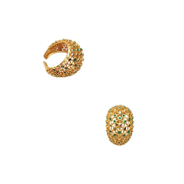 Handcrafted Siena gold-plated ring with a green accent, designed as a chic and elegant accessory for daily use - Modena Collection by iottigleam