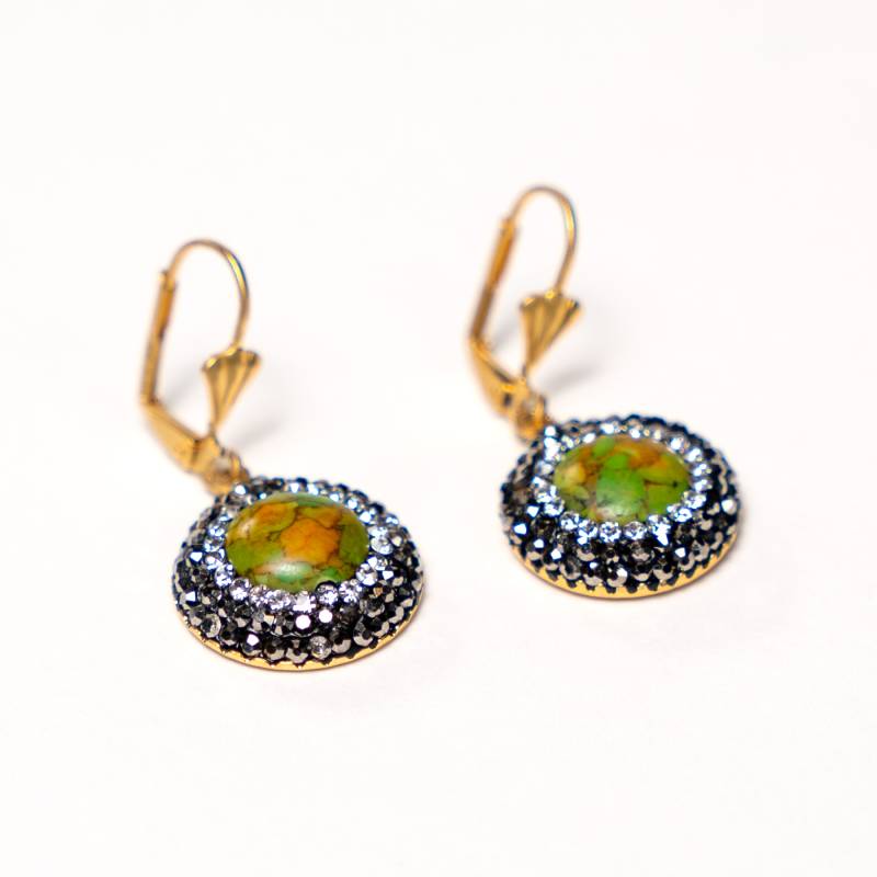 Handcrafted Tara earrings featuring natural green African turquoise stone - Anima Collection by iottigleam
