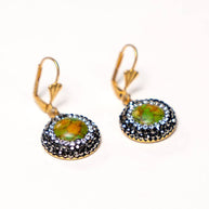 Handcrafted Tara earrings featuring natural green African turquoise stone - Anima Collection by iottigleam
