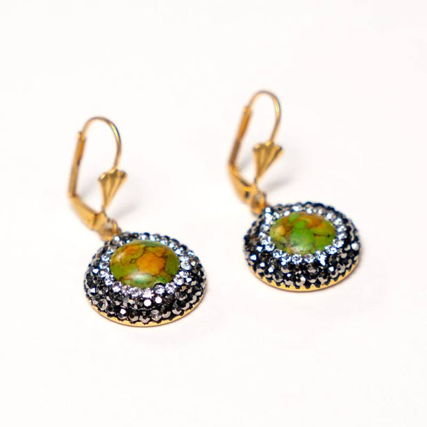 Handcrafted Tara earrings featuring natural green African turquoise stone - Anima Collection by iottigleam