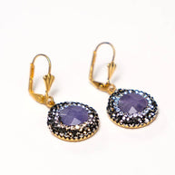 Handcrafted Tara earrings featuring a natural purple quartz stone with a soft, light-absorbing matte finish - Anima Collection by iottigleam