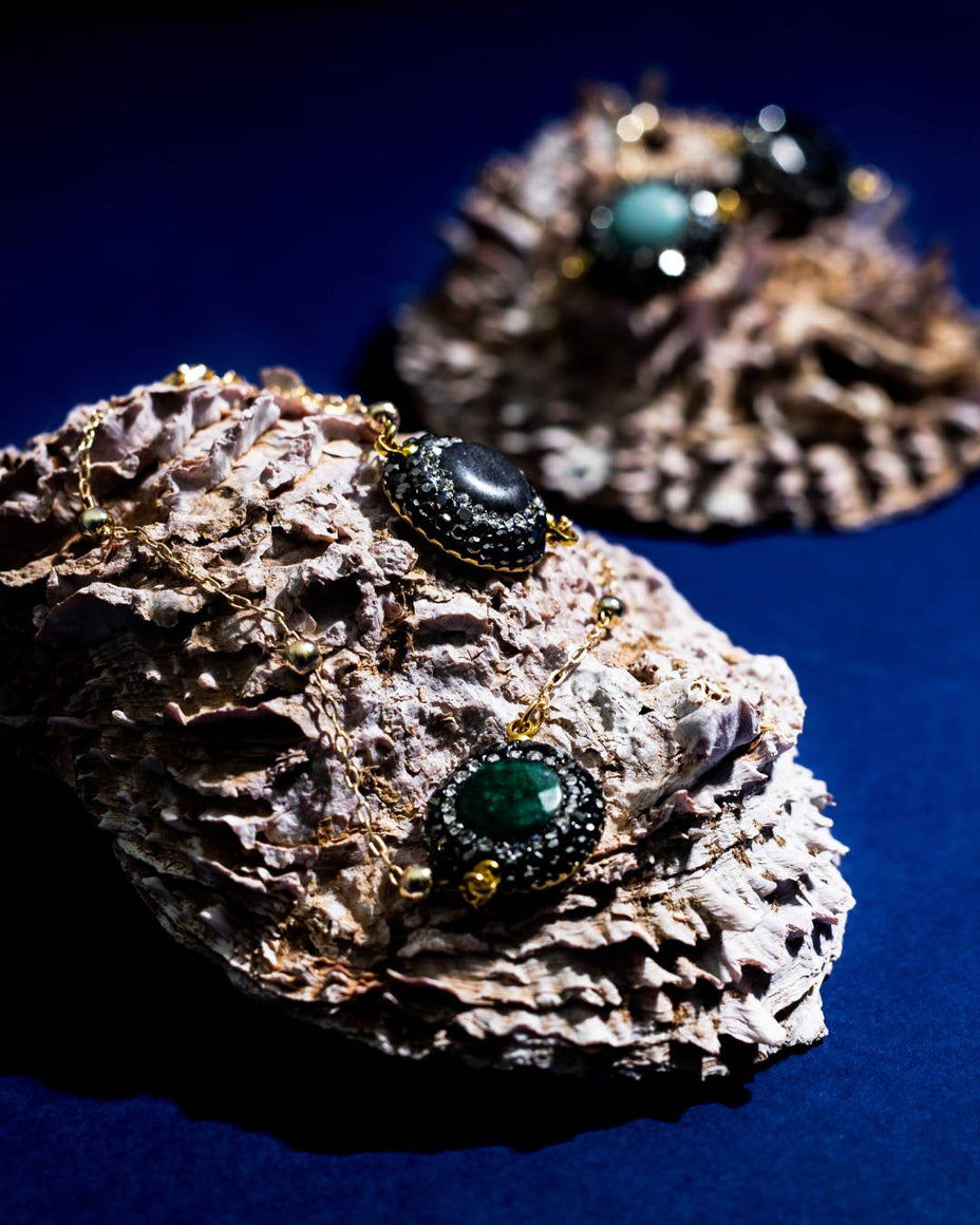 Artisanal gold-plated accessories with genuine natural stones by IottiGleam; unique handcrafted designs for a classy and elegant daily aesthetic.