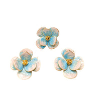 Handcrafted Verona 2-piece accessory set featuring blue flower earrings and a matching gold-plated flower ring for a trendy, chic look - Modena Collection by iottigleam